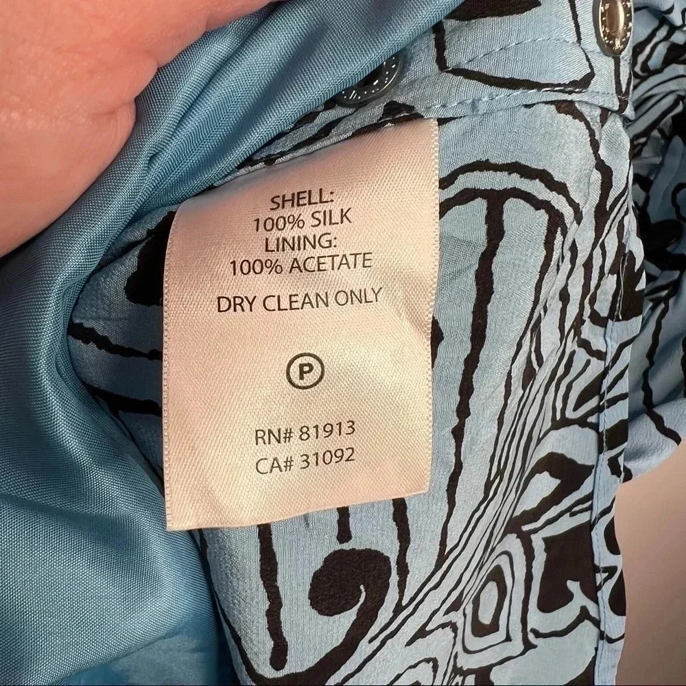 Plenty by Tracy Reese Blue Silk Wrap Side Button Dress Size 6 - Picture 11 of 11